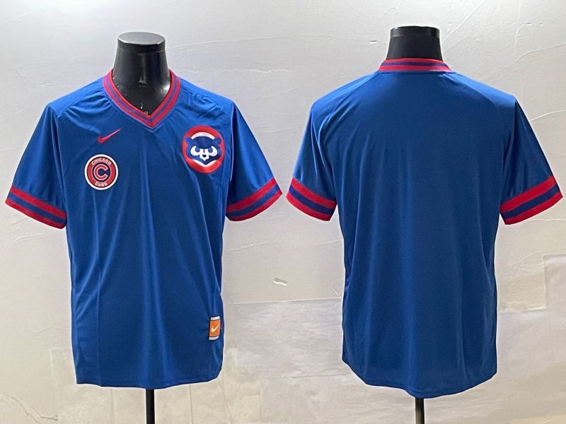 Men Chicago Cubs Blank Blue Throwback Game 2025 Nike MLB Jersey style 4